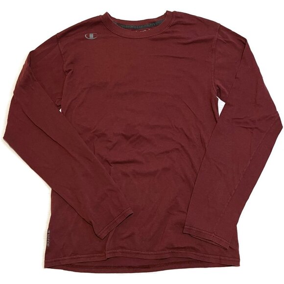 Champion Tops - Champion Vapor Cotton Logo Womens Small Crew Neck‎ T-Shirt Long Sleeve Red